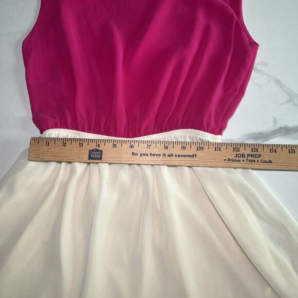 NWT In Style Pink Ivory Blue Color Block Dress Sleeveless Pullover Size Small - Picture 6 of 11